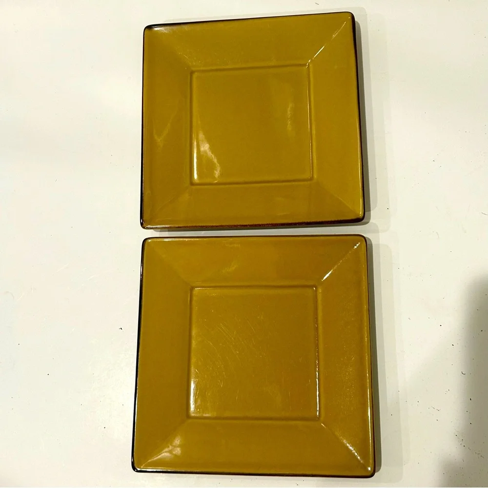 2 Pottery Barn Asian Square Plates 8”